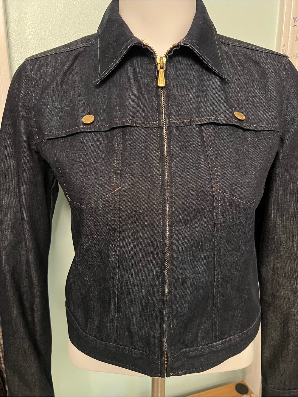 Armani Exchange Dark Blue Denim Zip-Front Jacket - Unbranded